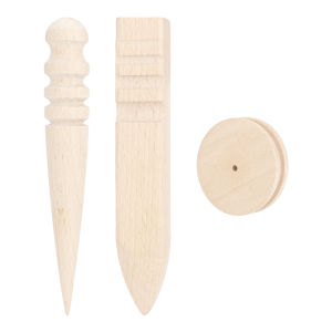 QJH | 3Pcs Wood Leather Edge Burnisher Set High Density Wood Edge Slicker Leather Craft Tool Polished Grinding Tool for Leather Workin