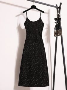 Sweet Polka Dot Bridesmaid Dresses Women Summer plus Size Slimming A-Line Midi Skirts Folded Waist Contraction Korean Style