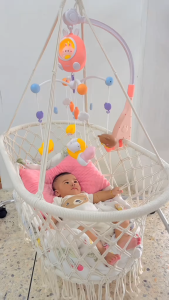 Duyan for Baby With Stand 0-1 Year Long Handle Foldable Cradle Baby Crib