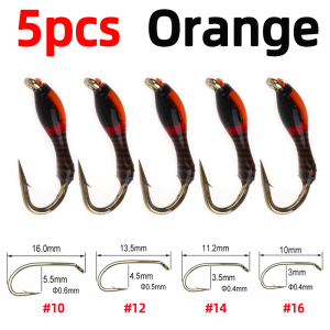 5pcs #10 #12 #14 #16 Cheeked Epoxy Buzzer Midge Nymph Peacock Quill Nymphs Fly Fishing Flies Trout Grayling Perch Fishing Lures