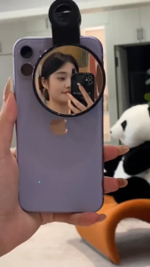 [แท้💯] กระจกเซลฟี่ความละเอียดสูงแบบพกพาพร้อมกล่องเก็บคลิปสําหรับโทรศัพท์มือถือการสะท้อนด้านหลังไม่ทําลาย niversal Clamp