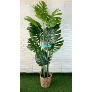 Pohon Plastik Tanaman Artificial Monstera T160 Cover Pot Eceng Gondok Handle Dekorasi Kantor Hiasan Studio