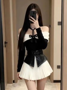 CHANGTONG | Off-shoulder Fashion Two-piece Set for Autumn