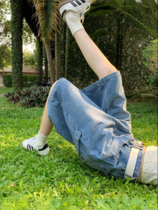 NIHAOKANONG | Quần Short Jeans Chân Rộng Thoáng Mát Thiết Kế Mùa Hè Cho Nữ