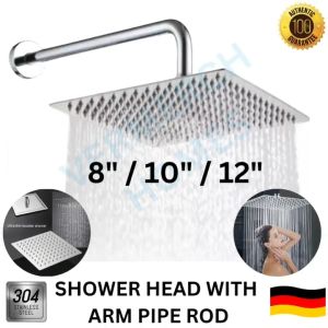 VERMERCH Best Seller Premium 8 10 12 Inch Ultra Thin 304 Stainless Steel Rain Shower Head Square Rainfall Shower Head 304 Stainless Steel 8 10 12 Inch Ultra Thin 304 Stainless Steel Rain Shower Head Square Rainfall Shower Head Premium Quality Shower Set.