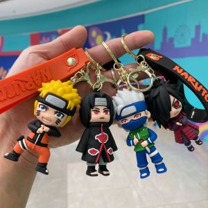 Bandai | Naruto Shippuden keychain set 3D silicone figure key ring Uzumaki Naruto Uchiha Itachi Kakashi Madara bag pendant anime fan gif