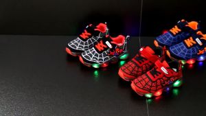Sepatu LED Spiderman Anak Laki-Laki Sneakers Sneaker Spider Laba Laba Lampu Nyala Size Ukuran 21-36 Usia 1-9 Tahun