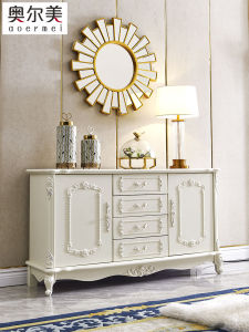 European Style Dining Sideboard Wall Mounted Storage Cabinet Low Living Room Entrance White Baked Paint Home Kitchen Organizer
