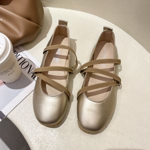 รองเท้า Mary Janes ส้นแบนหนังนิ่มสำหรับผู้หญิง ทรงหัวมน สไตล์วินเทจ สำหรับใส่ไปทำงานในช่วงฤดูใบไม้ผลิ 2025