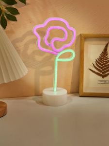 Đèn Bàn LED Neon Rose Chi-buy Chạy Bằng USB Đèn Ngủ 3D Neon Sign Dùng Cho Phòng Ngủ Trang Trí Phòng Khách