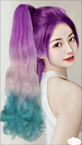 70CM Blue-green Purple Pink Gradient Curly Hair Wig Fashionable Curly Hair Wig Heat-Resistant Synthetic Fiber Hair Extensions Light and Breathable Hair Smooth and Shiny Easy to Wear and Maintain