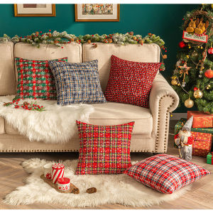 Holiday Decorations Gift Snowflake Plaid Throw Pillow Case 30x50/45/50cm Birthday Party Christmas Decorative Cushion Cover Soft Backrest