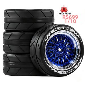 Bộ Lốp Cao Su Và Bánh Xe Nhựa RED SPIDER 4 Chiếc Tỷ Lệ 1/10 Dành Cho Xe RC Drift Phụ Kiện Đường Trường Tương Thích Với TT01 TT02 HSP FTX