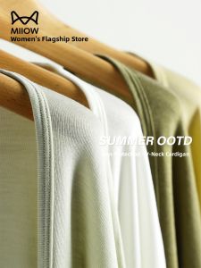 miiow | Cat Woman Summer New Loose Style Sun Protection Casual Cover Up Shoulder Shirt Womens Air Conditioning Sweater Top