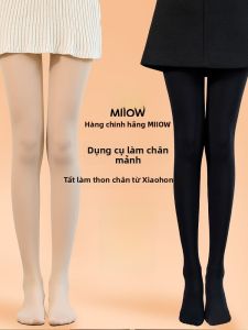 MiiOW | Tất ống mỏng chân Catman dành cho nữ mùa xuân thu đông đen tất lót lông cừu tự nhiên quần tất dài thường ngày