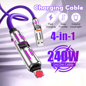 240W 4 in1 USB C Data Cable Fast Charge Liquid Silicone Multi Functional Aluminum Alloy Fast Charging Mobile Phone Metal Cable