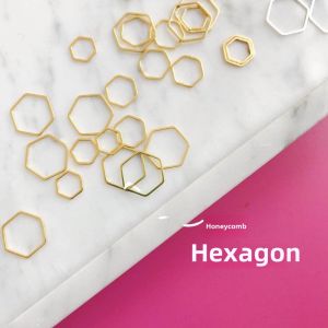 Gold And Silver Brass Hexagonal Frame Honeycomb Pendant Diy Geometric Design Accessories Fashion Jewelry Dsz