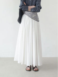Korean Style High Waist A-Line Skirt Womens Autumn New Arrival Elegant Full Skirt Midi Skirt Slimming Gauze Skirt