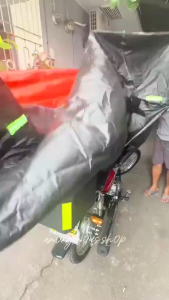 Motorcycle Cover Waterproof Dustproof Snowproof Motorbike Cycle Protection Cover Rain Dust UV Motorcycle Protector black and silver double color Selimut Motor Sarung 摩托车自行车车罩