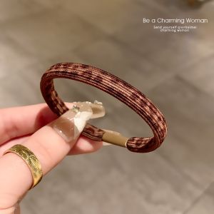 Korean Style High Elasticity Hair Ties for Women Durable Plaid Leopard Print Flat Hair Bands Simple Base Horse Tail Hair Accessories