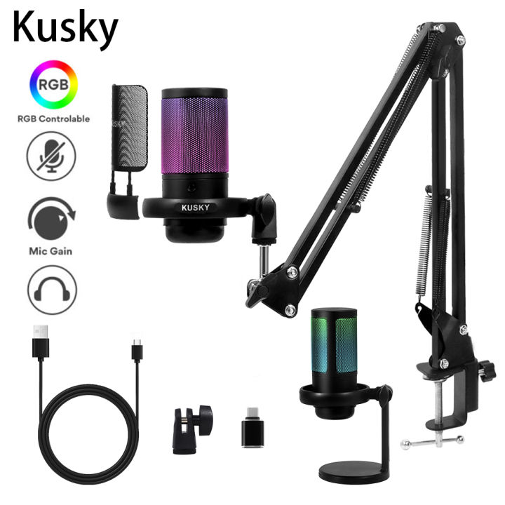 Kusky Me6D RGB USB Mic Condenser Gaming microphone for videoke live ...