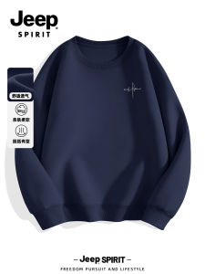 Jeep round Neck Sweatshirt Mens Loose Casual Versatile Spring Autumn New Style Cotton Polyester Blend Anti-Wrinkle Fashion Urban Wear