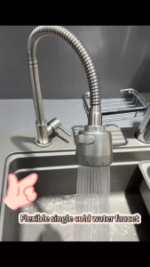 Kitchen Faucet 304 Stainless Steel 360° Flexible Faucet with Sprayer Single Cold Kitchen Washing Balcony Wash Tap