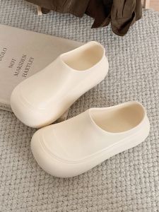 รองเท้าแตะพื้นหนาแบบลำลองสำหรับผู้หญิงในช่วงฤดูใบไม้ผลิและฤดูร้อน รองเท้าแตะแบบสวมครึ่งนิ้วแบบลำลองสำหรับกลางแจ้งที่ทนทานต่อการลื่นไหล