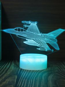 Jian20 Fighter Jet 3D Night Light USB Charging Bedroom Bedside Atmosphere LED Lamp Aviation College Stand Ornament Model