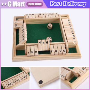 Deluxe Four Sided 10 Numbers Shut The Box Party Games Dice Party Club Colorful Drinking Game Child Adults Families Party Toys Wooden Dice Board Game Shut The Box for 4 Players Flaps & Dices Game Parent-children Interaction Family Entertainment