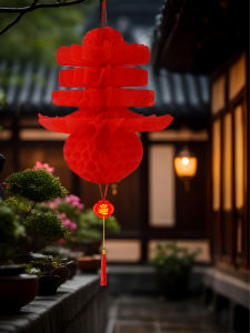 Red Spring Word Honeycomb Lanterns New Year Festival Decorations Plastic Lanterns for Chinese New Year Celebration