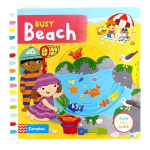 Campbell Busy Beach Push Pull Slide Board Book