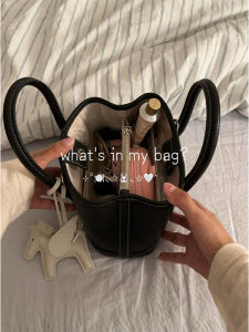 Trendy Bucket Bag Womens Handbag Casual Versatile Shoulder Crossbody Bag Market Basket Design Summer New Style Pure Color