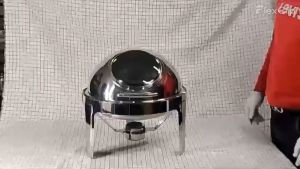 Prasmanan Roll Top Hotel Chafing Dish Rolltop Chaving Dish Bulat Stainless Steel Set Warmer Saji