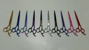 Purple Dragon 7.0 8.0 Pet Grooming Scissors Thinning Shears Professional Cat Dog Curved Scissors Hair Cutting Comb Z3005