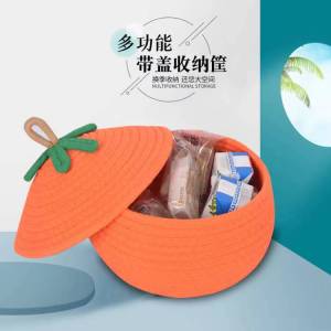 Cute Cartoon Weaved Storage Basket Internet Celebrity Storage Box Living Room Desktop Snack Toy Cosmetics Cotton String Storage Bucket