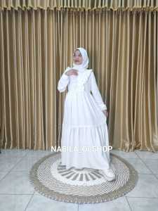 Gamis Anak Perempuan Putih Set JIlbab Terbaru CoCok Buat Ngaji Sehari-hari Dan Manasik HJ