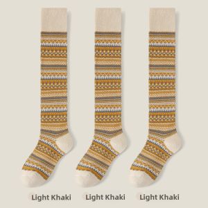 miiow | Warm Retro Style Womens Leggings Socks Mid-calf Thick Cotton Socks For Autumn Winter Pressure Slimming Stockings