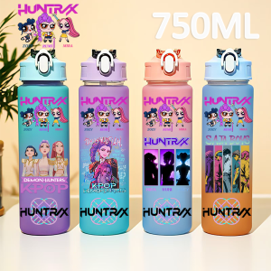 750ML Kpop Demon Hunters Water Bottle K pop Warrior Rumi Mira Zoey K-pop Drinking Bottle School Huntrix Gourde Plastic Water Cup