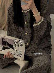 Sweet Cartoon Long Sleeve Sleepwear Set Womens Loose round Neck Home Clothes Korean Style Spring Autumn Comfortable Pajamas