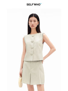 Flax Feeling Old Money Style Short Straight Sleeveless Jacket