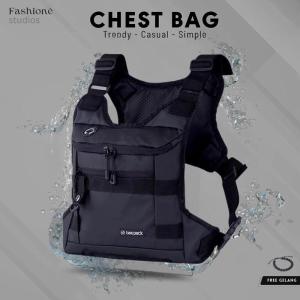 Chest Bag Waterproof Tas Dada Pria Vest Bag Anti Air Tas Rompi Kulit Tas Sepeda Running Chest Rig