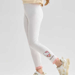 Hello Kitty Girls Bottom Pants Spring Autumn New Style Long Pants Outdoor Fashionable Childrens Clothing Cotton Elastic Waistband