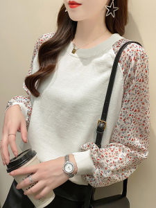 เสื้อยืดคอกลมแขนยาวผู้หญิง ทรงหลวม ฤดูใบไม้ผลิและฤดูใบไม้ร่วง เสื้อชั้นใน เสื้อชั้นในแบบสวมหัว เสื้อผ้าทำงานสไตล์เกาหลี