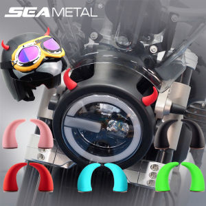 SEAMETAL 1 Cặp Miếng Dán Trang Trí Xe Hơi Xe Máy Hình Sừng Quỷ Phụ Kiện Trang Trí Mềm Thông Dụng