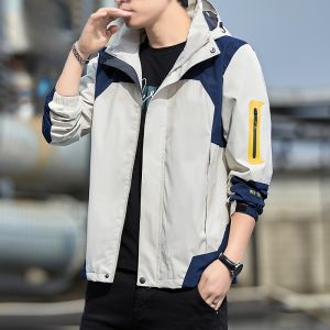 ROMON | Lormen Mens Outdoor Windproof Hooded Jacket Casual Workwear Spring Autumn New Style Fashion Urban Design Standard Fit Coat