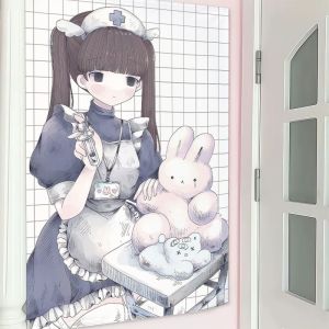 VIKAMA Kawaii Người Giúp Việc Thiên Thần Anime Cô Gái Tấm Thảm Dễ Thương Thẩm Mỹ Treo Tường Cho Bé Gái Phòng Ngủ Ký Túc Xá Trang Trí Ảnh Phông Nền Polyester