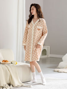 JIALEFEN | Cotton Long Sleeve Casual Sleepwear Dress Large Size