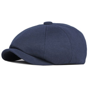 Autumn and Winter Washed Cotton Vintage Eight British Style Solid Color Duckbill Hat Simple Retro Beret