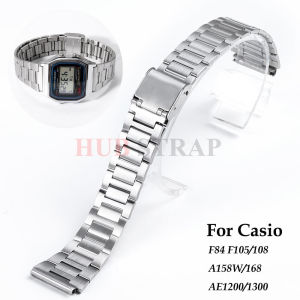 For Casio F-91W Stainless Steel Watchband 18mm business Strap for F84 F105/108/A158W/168 AE1200/1300 Men Women Metal Bracelet